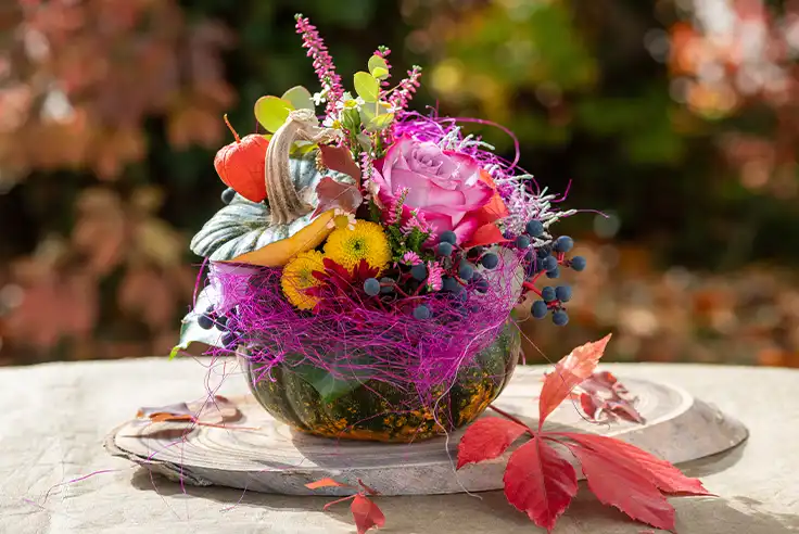 Herbstdeko - arbeiten mit frischen Blumen & kreativen Arrangements!